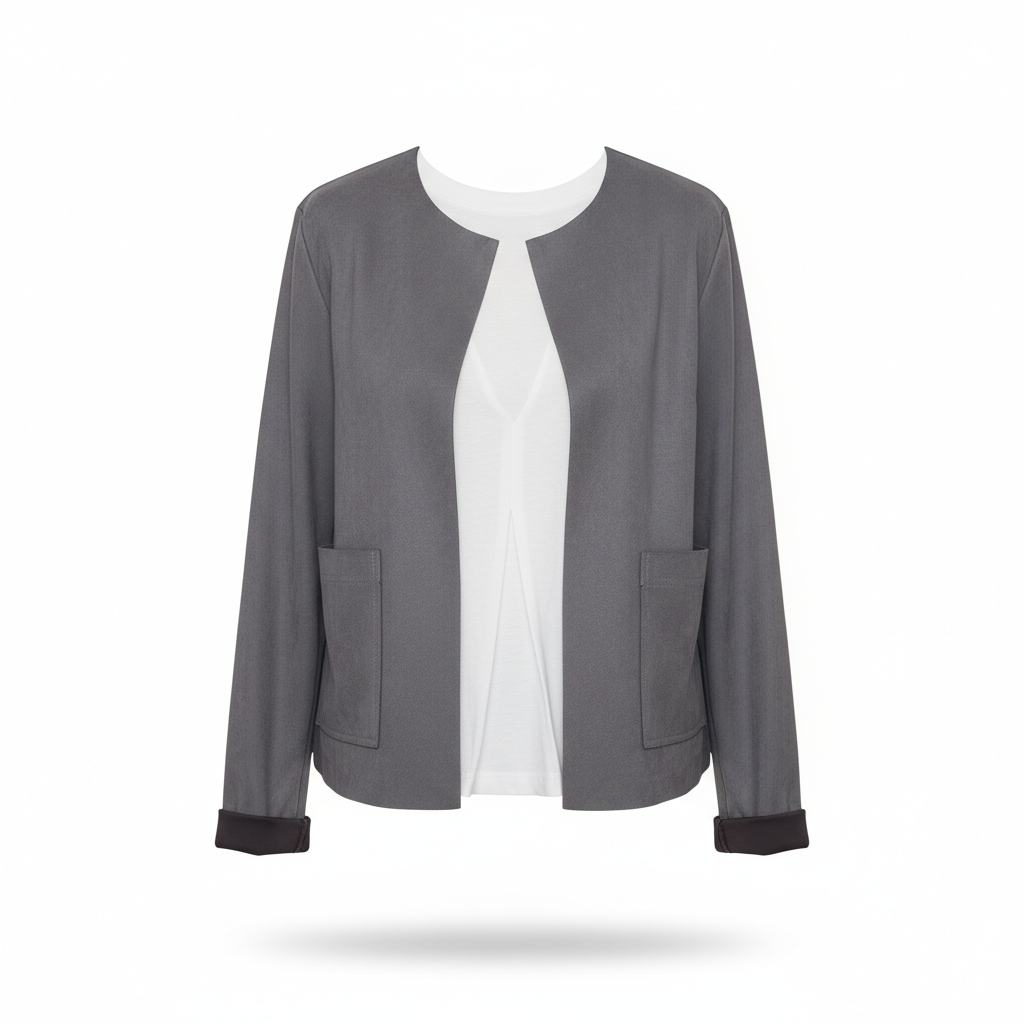 Jachetă scurtă fără guler