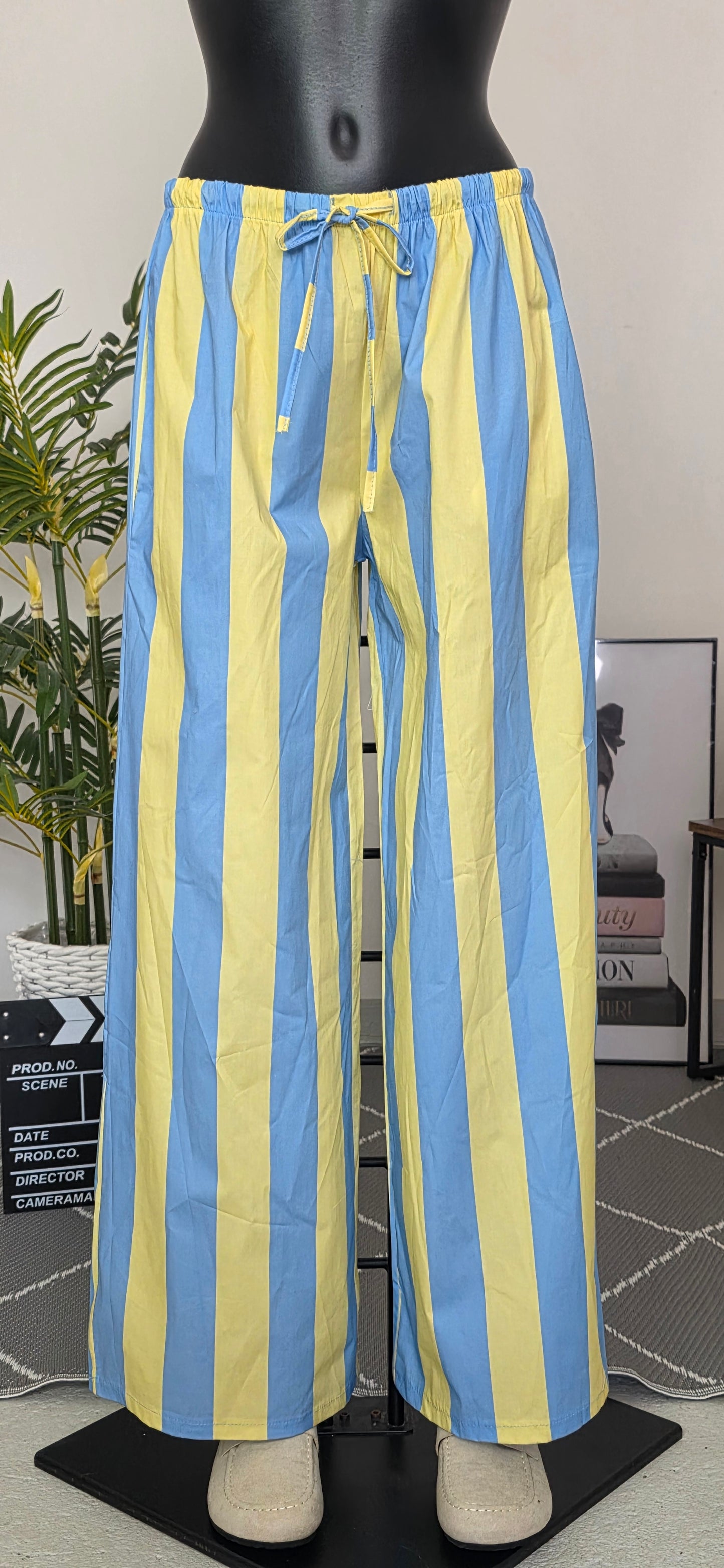 "Lemon & Blue Sorbet" Flowy Trousers