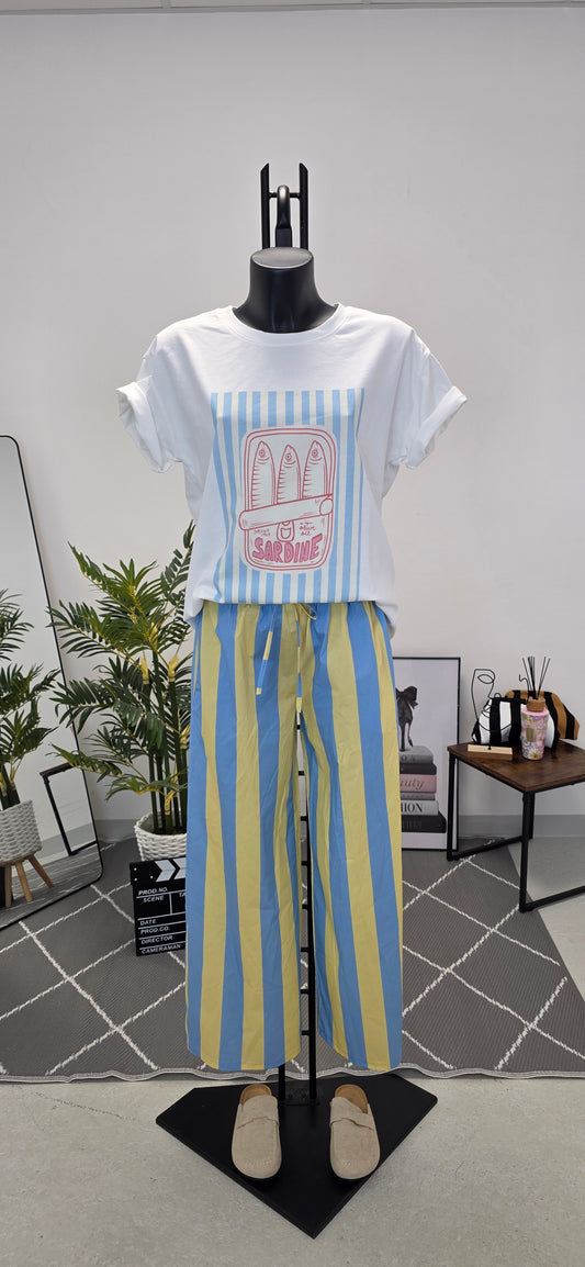 Pantaloni fluizi „Lemon & Blue Sorbet”