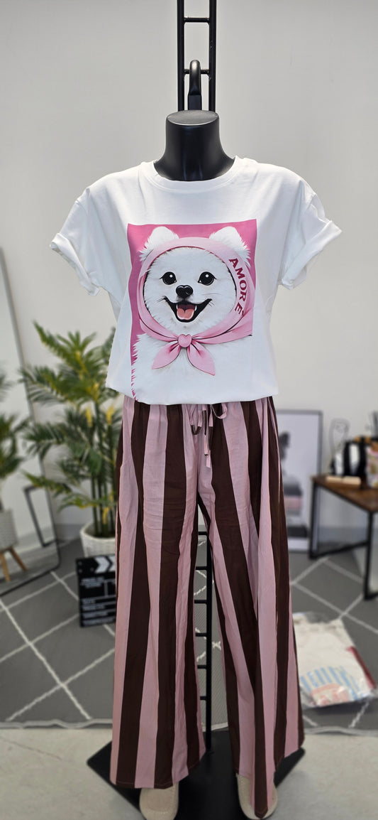 Pantaloni Fluizi "Bon Bon" în Dungulițe