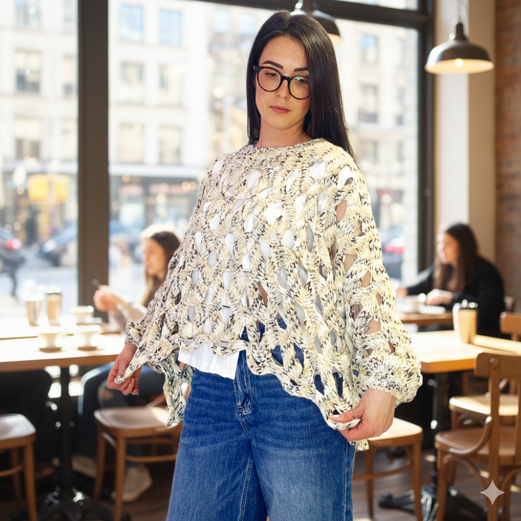 Maglione spesso a maglia aperta