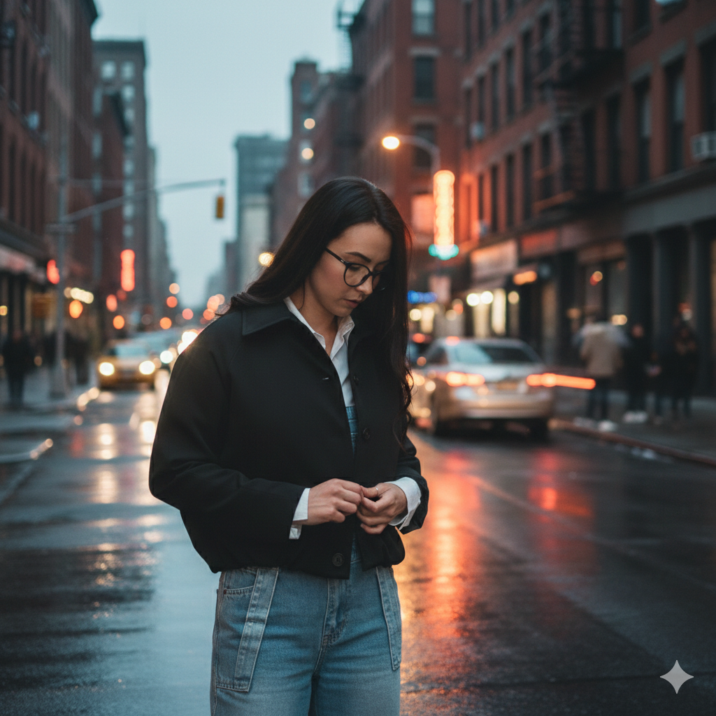 Short jacket with buttons