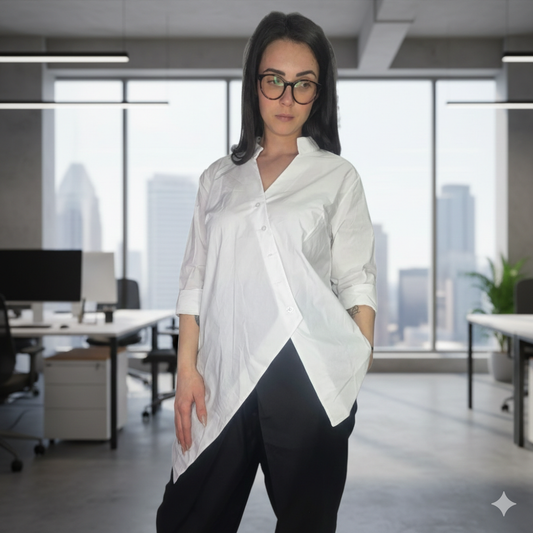 Camicia con orlo asimmetrico