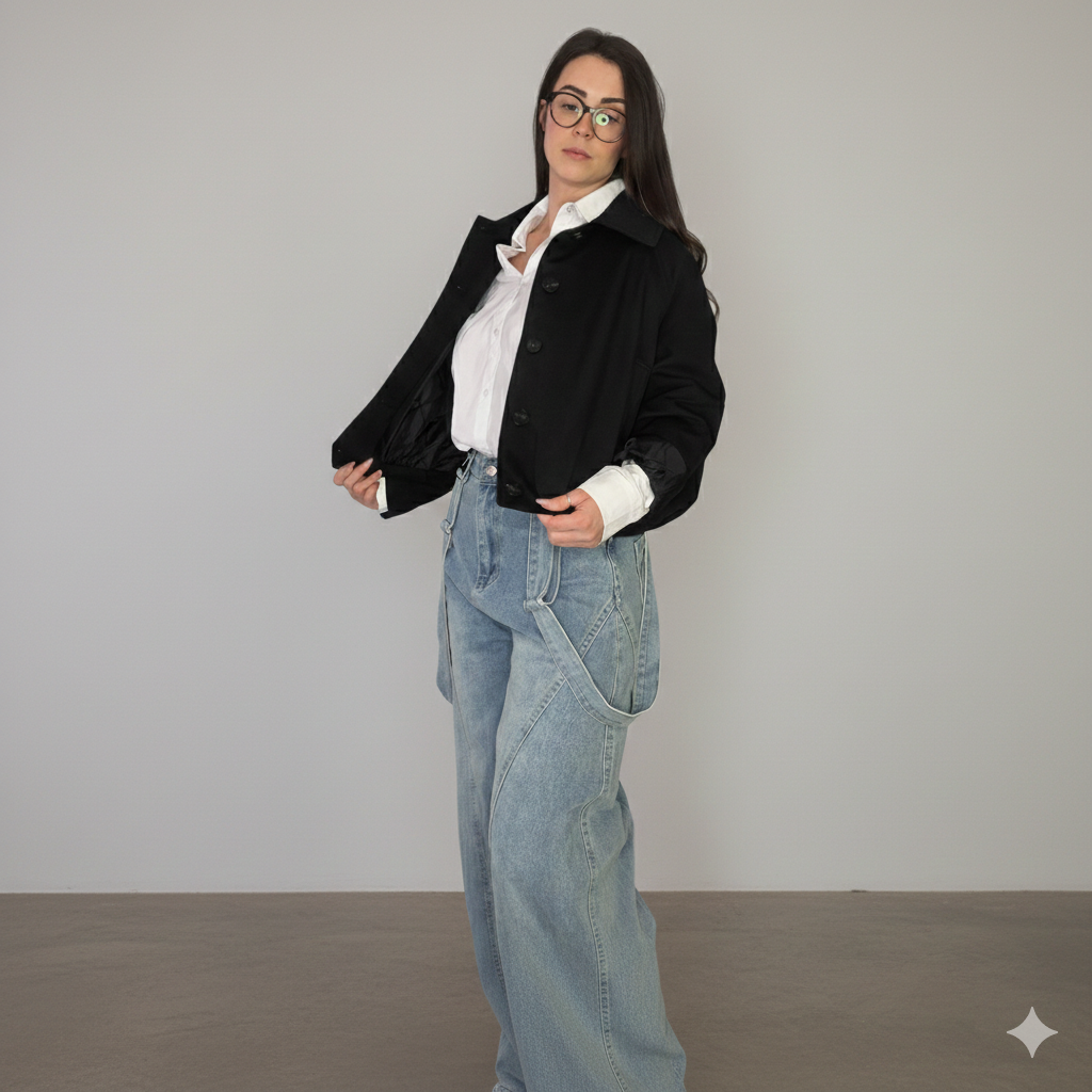 Short jacket with buttons