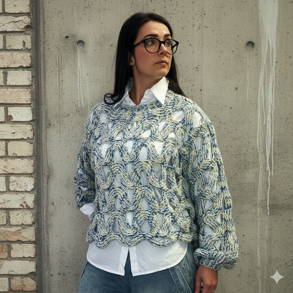 Maglione spesso a maglia aperta