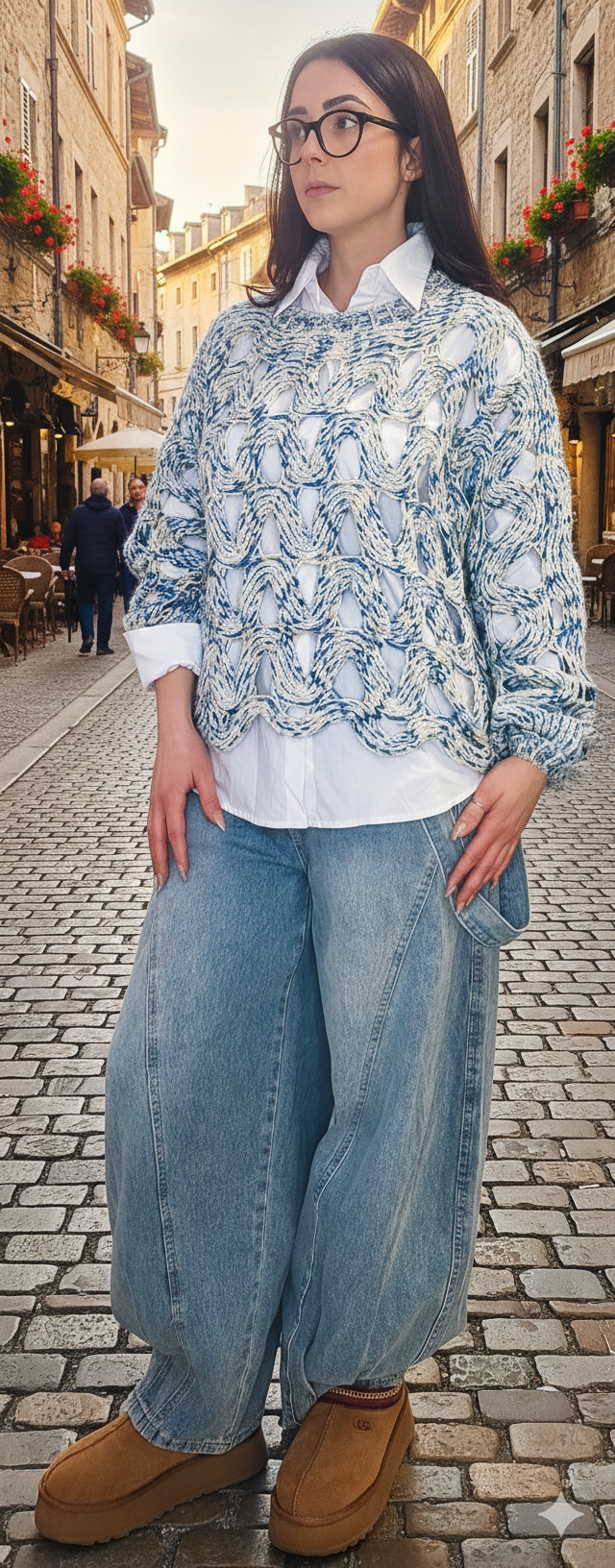 Maglione spesso a maglia aperta