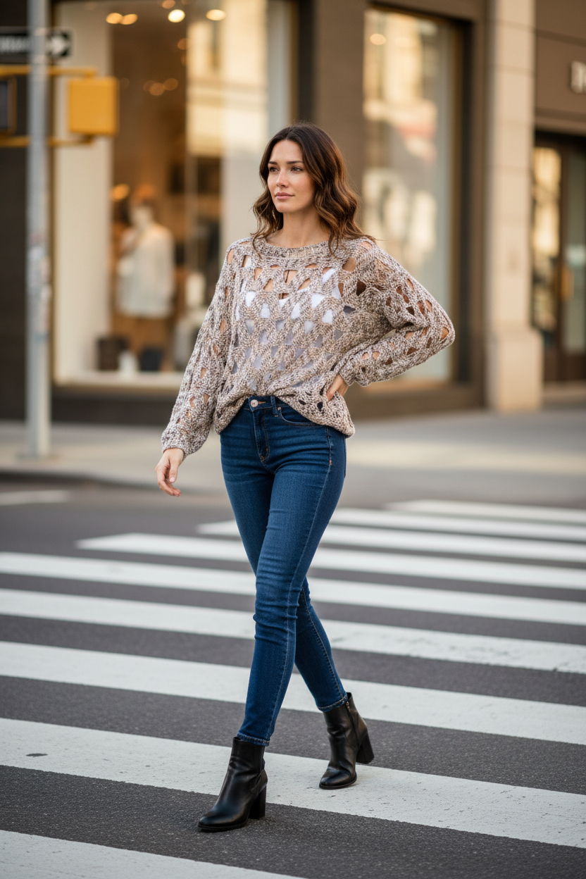 Maglione spesso a maglia aperta