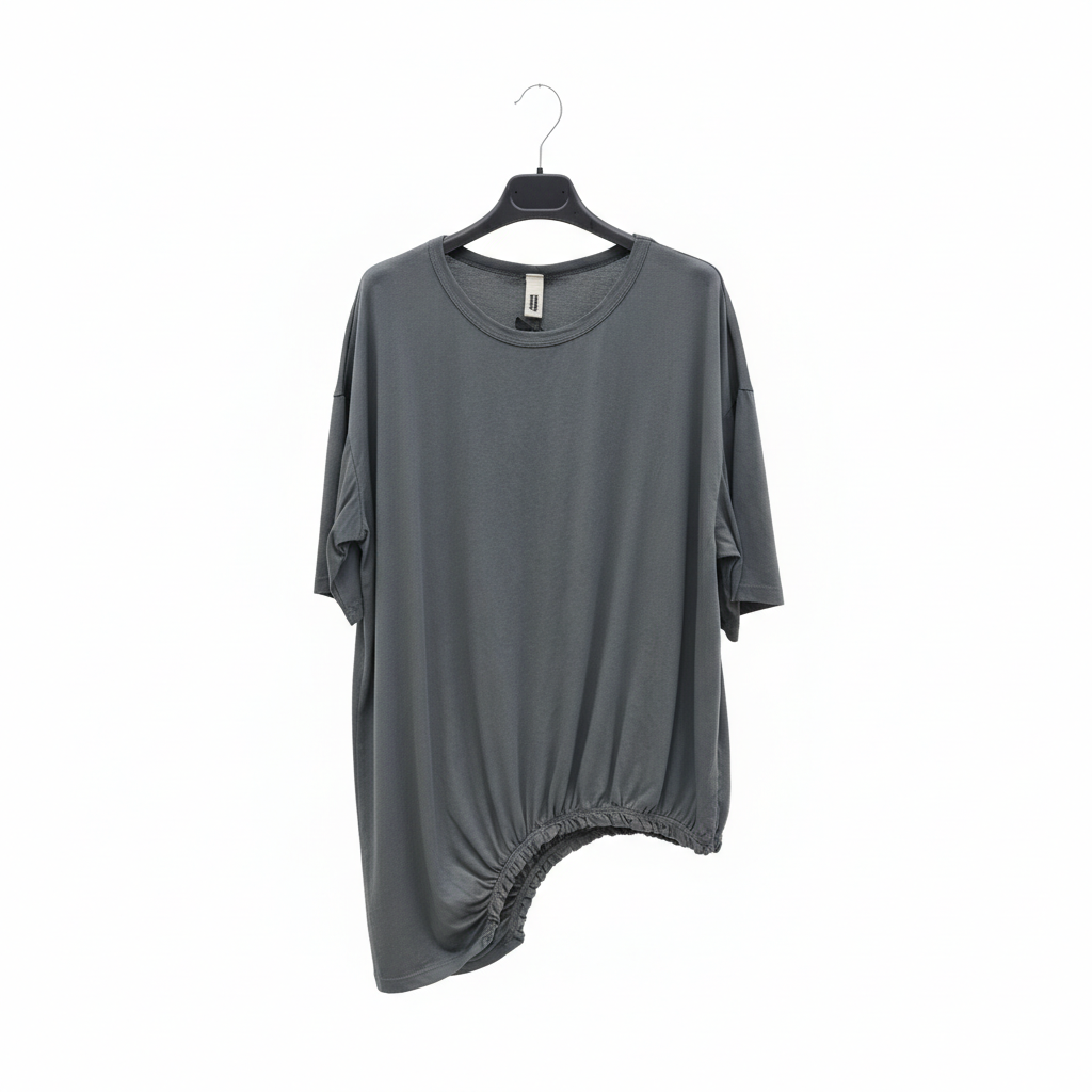 Tricou supradimensionat cu design asimetric și detalii elastice 