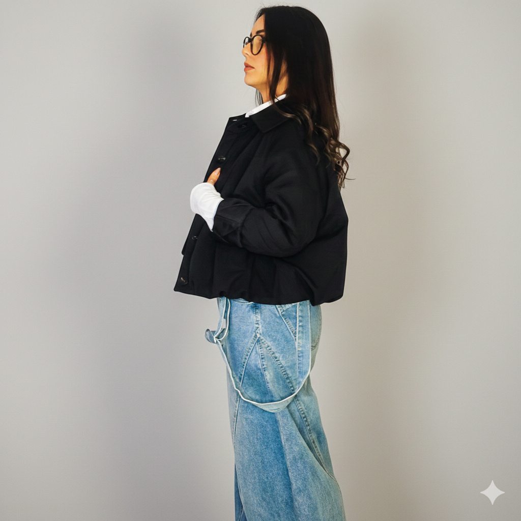 Short jacket with buttons