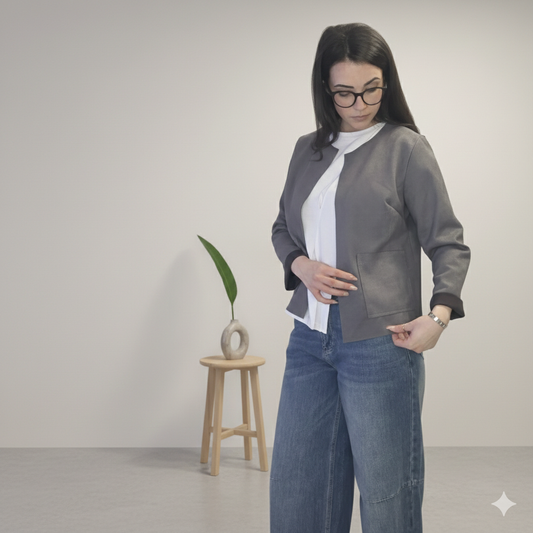 Jachetă scurtă fără guler